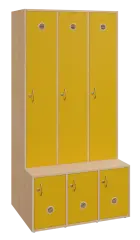 SSB - 180 - 90 šatní skříň s botníkem, 3-dvéřová, 1800x900x400/600 mm, korpus bříza irská, dvířka žl